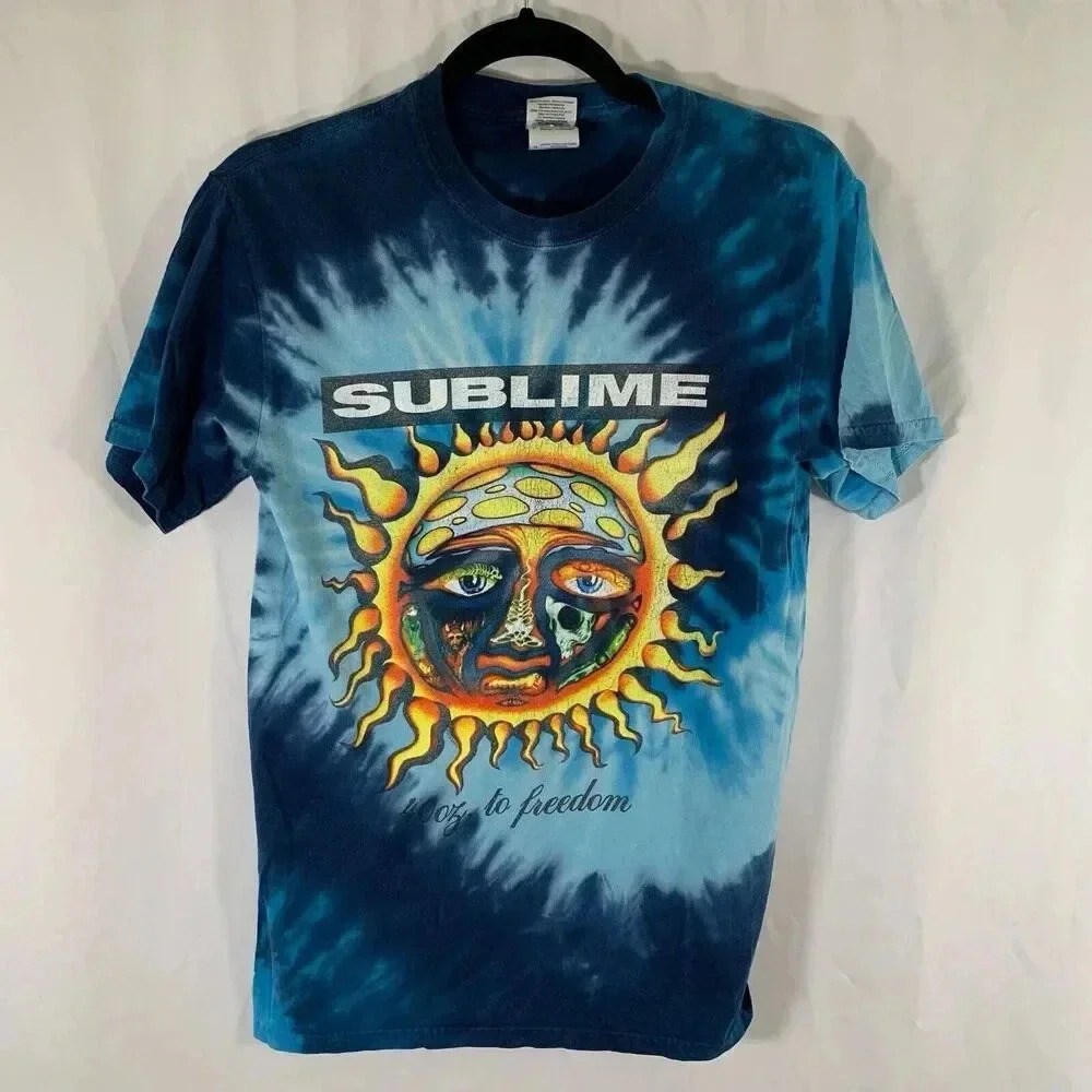 Sublime Shirt Men's Small Blue Tie Dye Short Sleeve Crew Neck Graphic Print